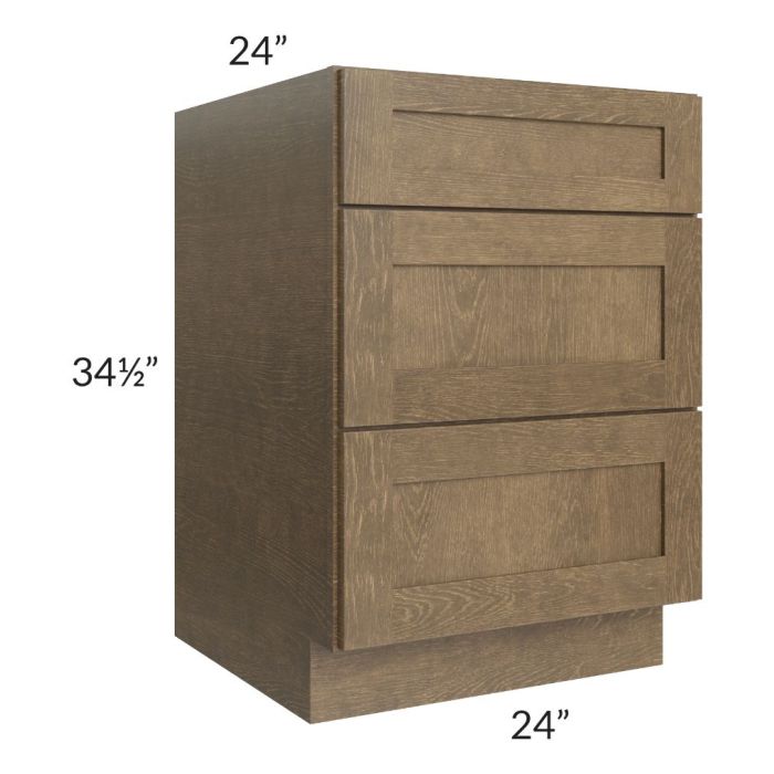 Royal Bronze Shaker 24" 3-Drawer Base Cabinet