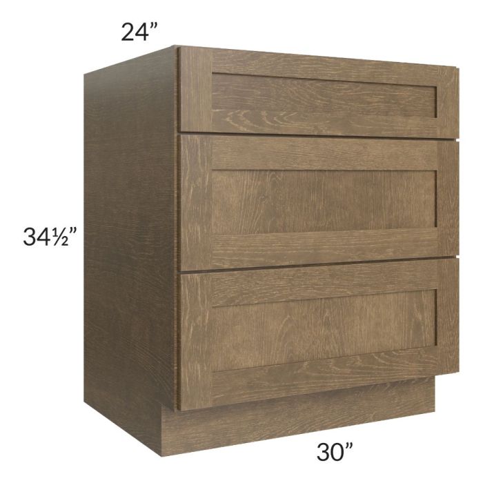 Royal Bronze Shaker 30" 3-Drawer Base Cabinet