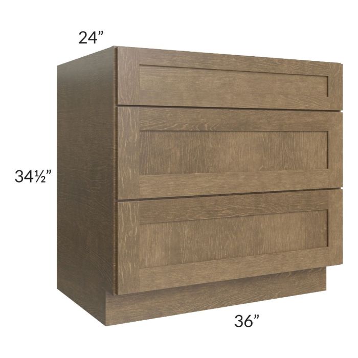 Royal Bronze Shaker 36" 3-Drawer Base Cabinet