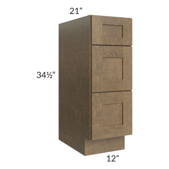 Royal Bronze Shaker 12" Vanity Drawer Base Cabinet