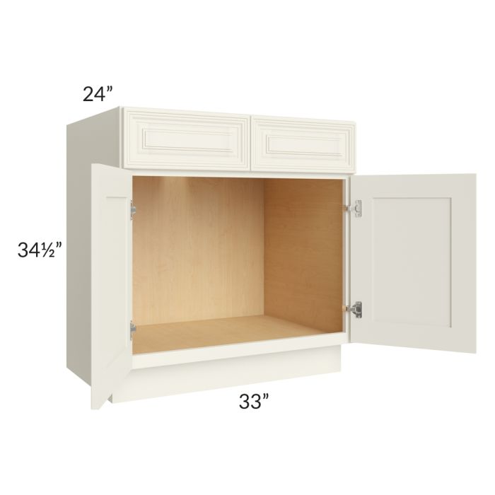 Cambridge Antique White Glaze 33" Sink Base Cabinet