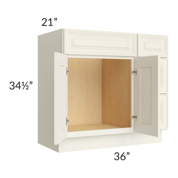 Cambridge Antique White Glaze 36" Vanity Base Cabinet 