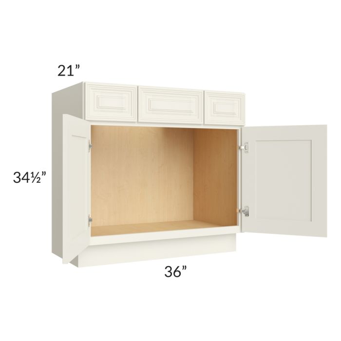 Cambridge Antique White Glaze 36" Vanity Base Cabinet