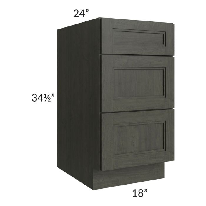 Charlotte Dark Grey 18" 3-Drawer Base Cabinet
