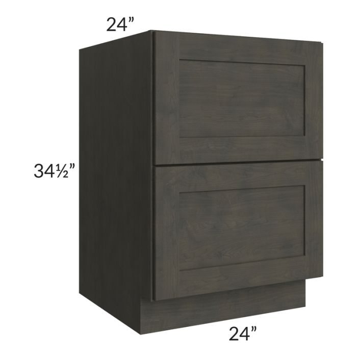 Charcoal Grey Shaker 24" 2-Drawer Base Cabinet