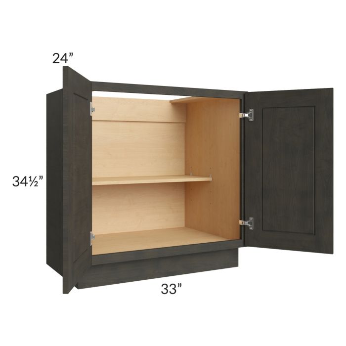Charcoal Grey Shaker 33" Full Height Door Base Cabinet