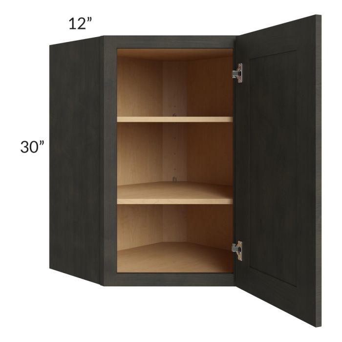Charcoal Grey Shaker 24x30 Wall Diagonal Corner Cabinet 