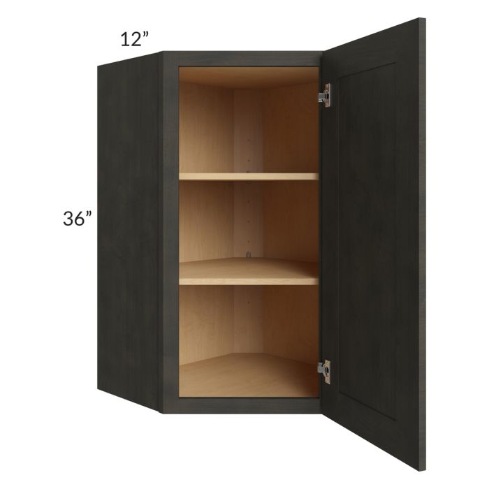 Charcoal Grey Shaker 24x36 Wall Diagonal Corner Cabinet 