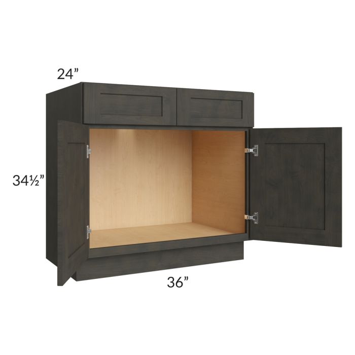 Charcoal Grey Shaker 36" Sink Base Cabinet 