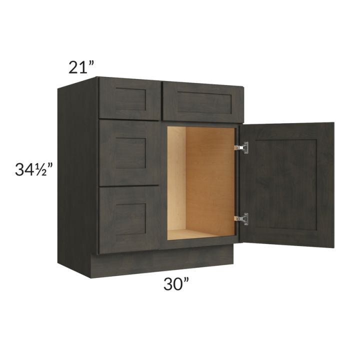 Charcoal Grey Shaker 30" Vanity Base Cabinet