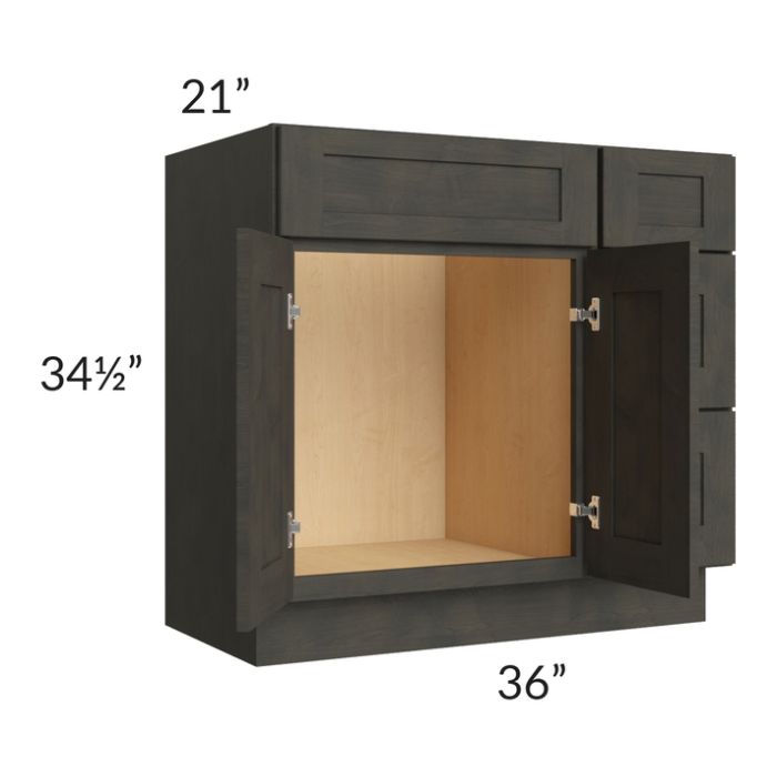Charcoal Grey Shaker 36" Vanity Base Cabinet