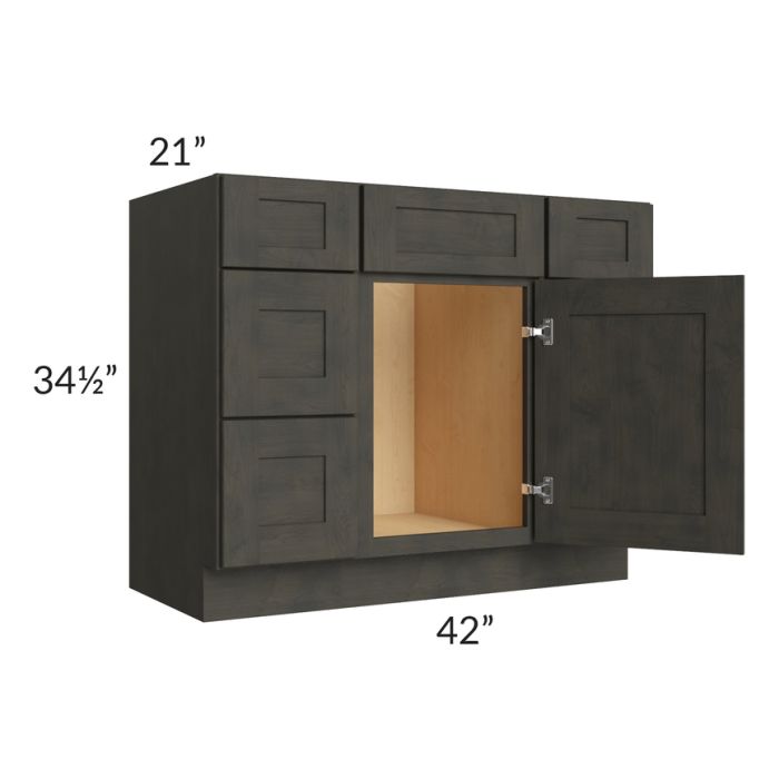 Charcoal Grey Shaker 42" Vanity Base Cabinet