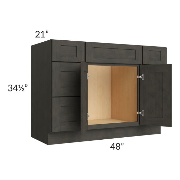 Charcoal Grey Shaker 48" Vanity Base Cabinet