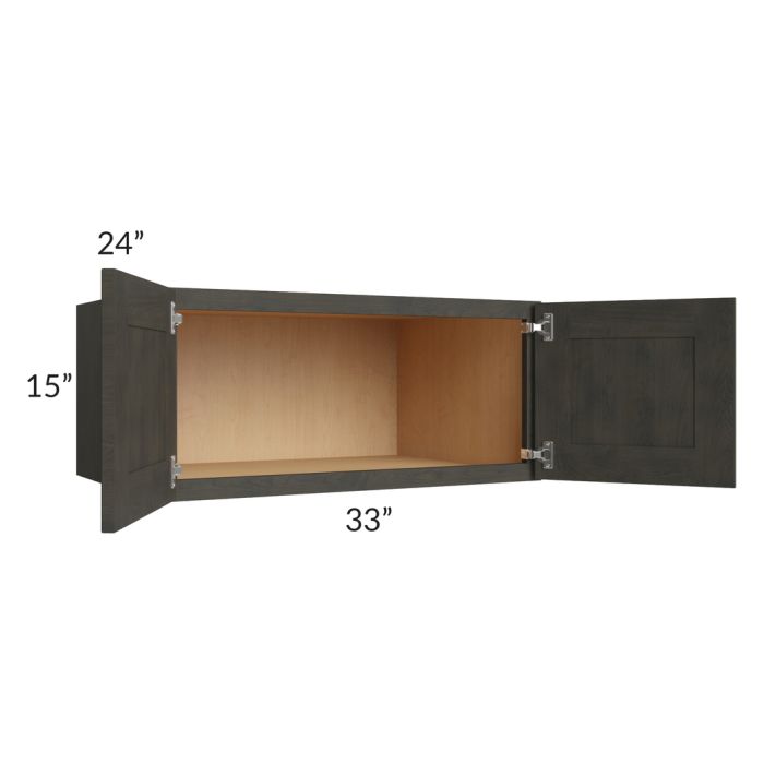 Charcoal Grey Shaker 33x15x24 Wall Cabinet