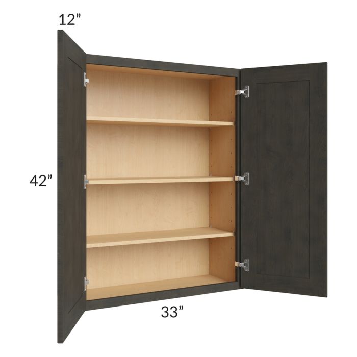 Charcoal Grey Shaker 33x42 Wall Cabinet