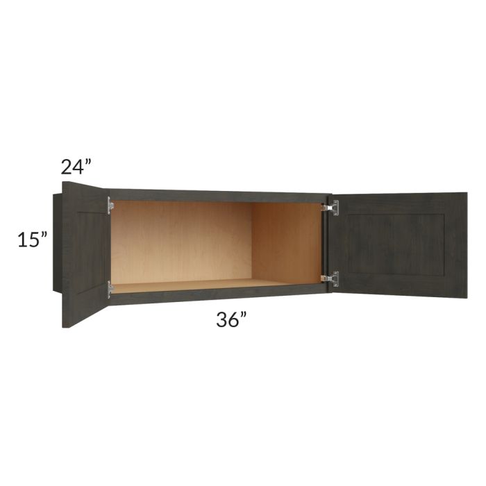 Charcoal Grey Shaker 36x15x24 Wall Cabinet 