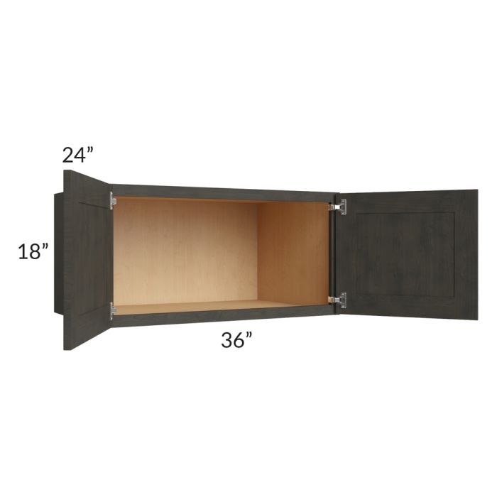 Charcoal Grey Shaker 36x18x24 Wall Cabinet 