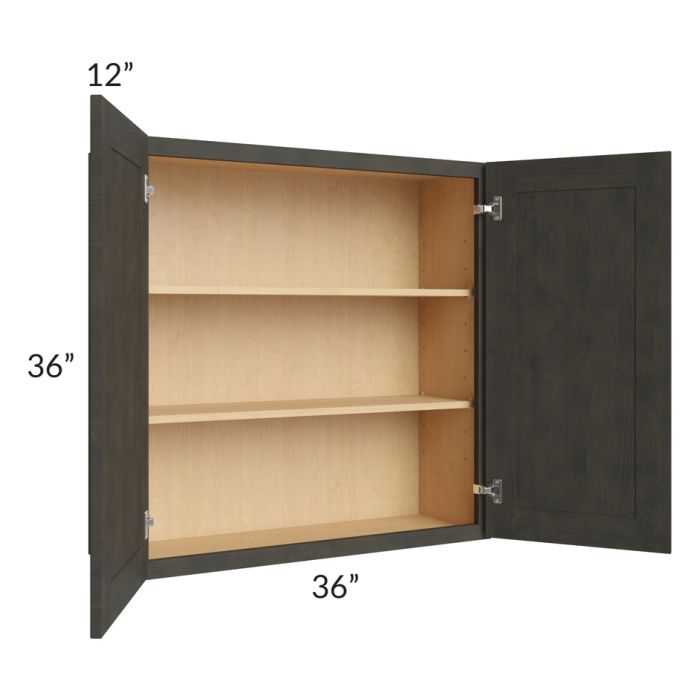 Charcoal Grey Shaker 36x36 Wall Cabinet
