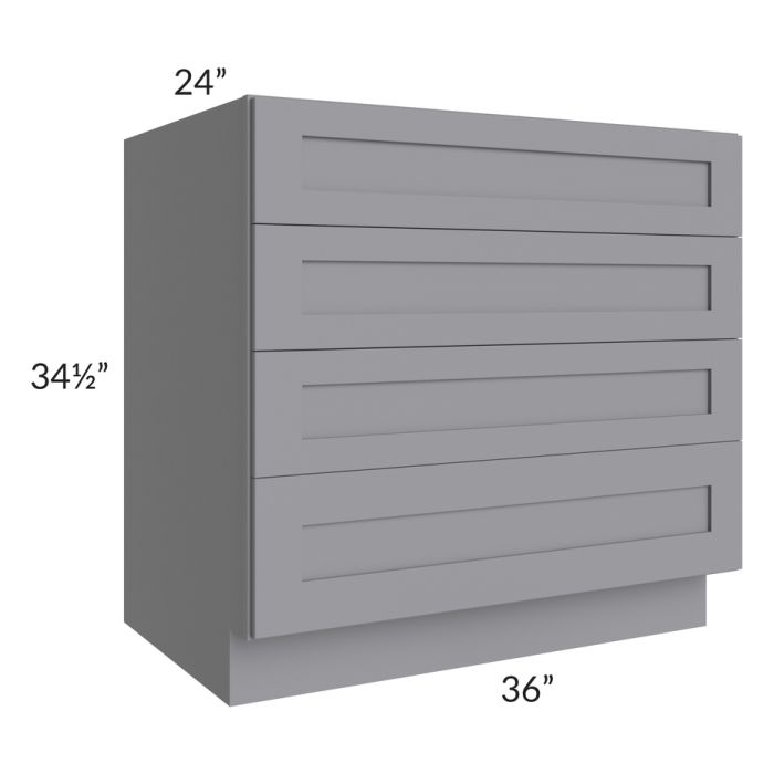 Graphite Grey Shaker 36" 4-Drawer Base Cabinet