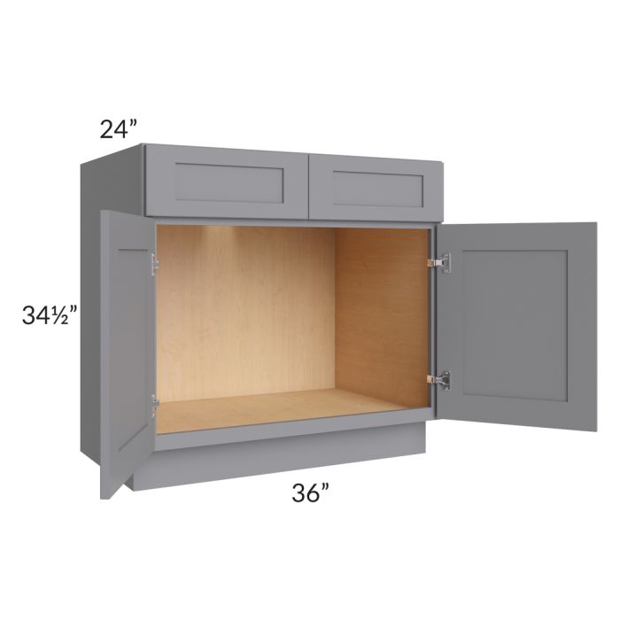 Grey Shaker 36" Sink Base Cabinet 