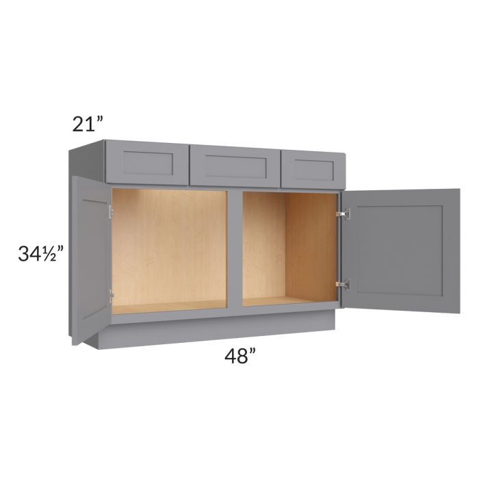 Grey Shaker 48" Vanity Base Cabinet