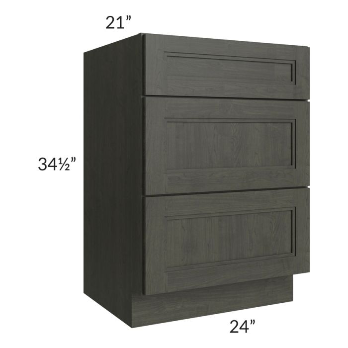 Charlotte Dark Grey 24" Vanity 3-Drawer Base Cabinet