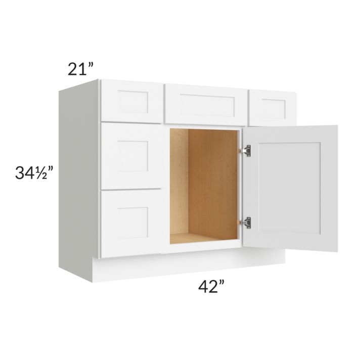 Brilliant White Shaker 42" Vanity Base Cabinet