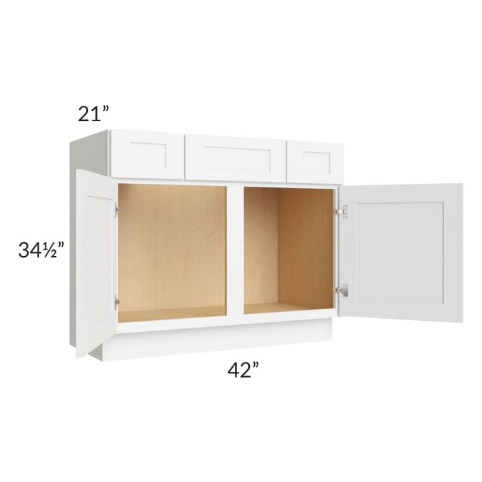 Brilliant White Shaker 42" Vanity Base Cabinet