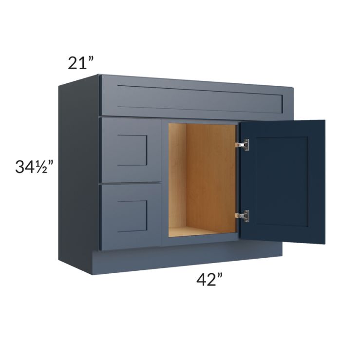 Midtown Blue Shaker 42" Vanity Sink and Drawer Combo