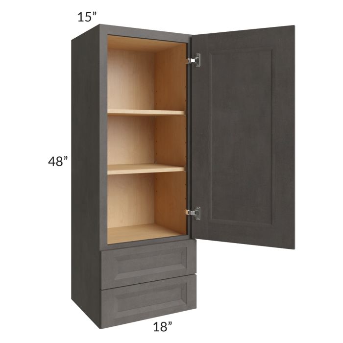 Salem Dark Grey 18x48x15 Wall Cabinet with Drawers