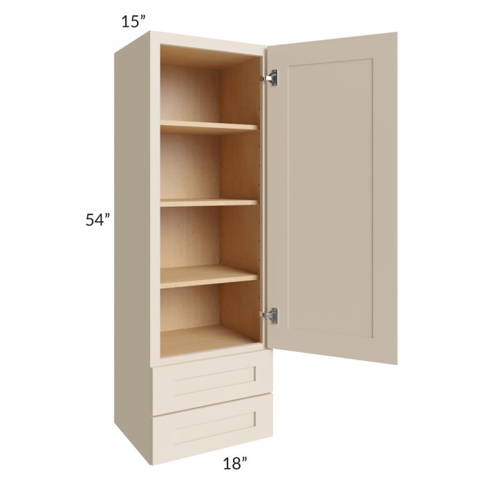 Midtown Cream Shaker 18x54x15 Wall Cabinet with Drawers