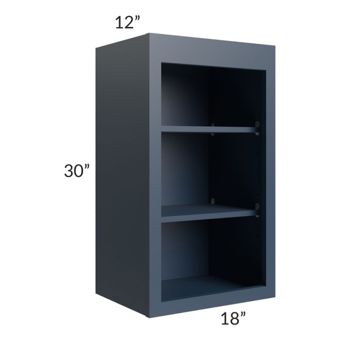 Midtown Blue Shaker 18x30 Wall Open Shelf Cabinet