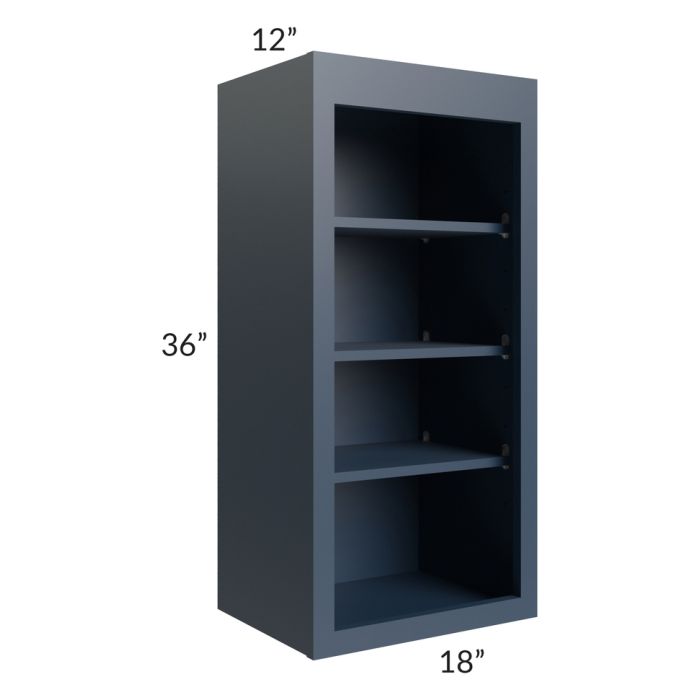 Midtown Blue Shaker 18x36 Wall Open Shelf Cabinet