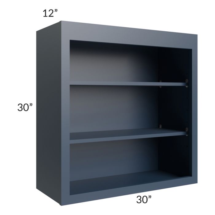 Midtown Blue Shaker 30x30 Wall Open Shelf Cabinet