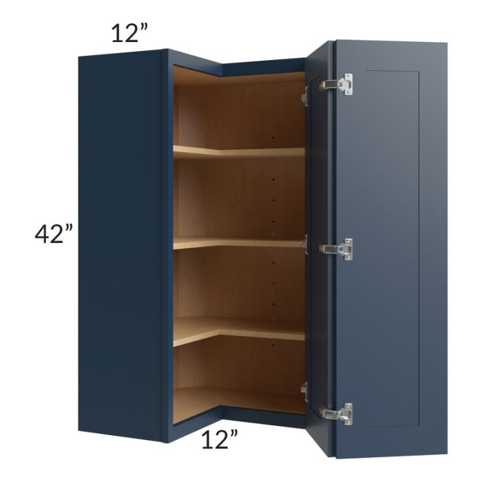 Midtown Blue Shaker 24x42 Square Corner Wall Cabinet