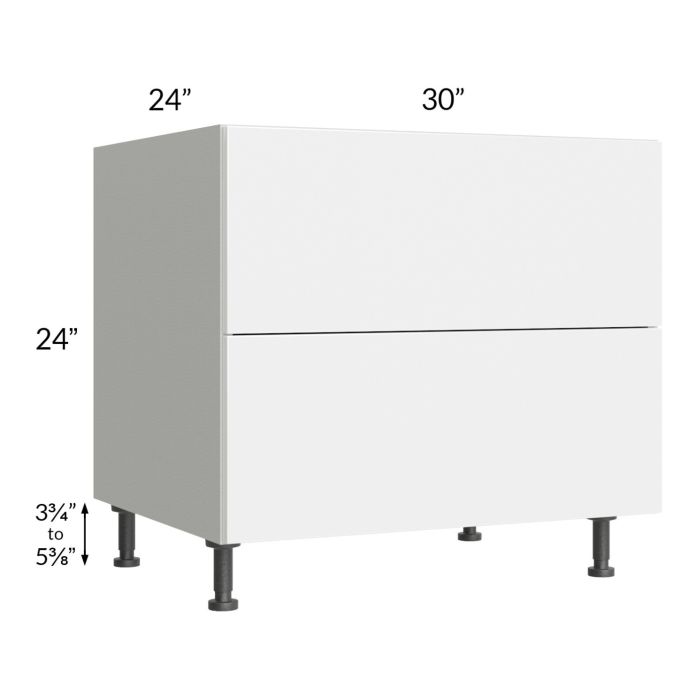 Milan White Gloss 30" 2-Drawer Range Top Base Cabinet
