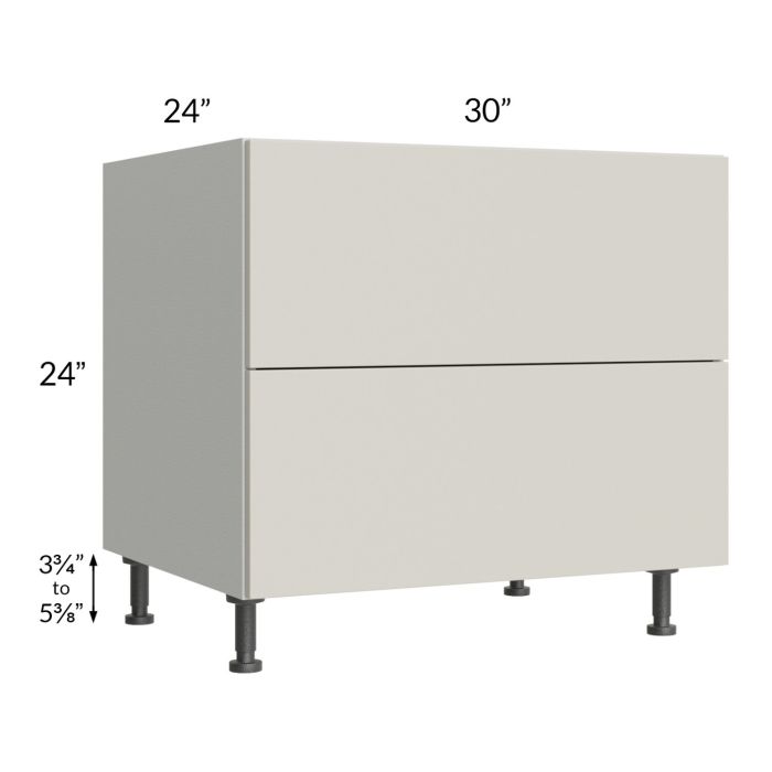 Milan Beige Matte 30" 2-Drawer Range Top Base Cabinet