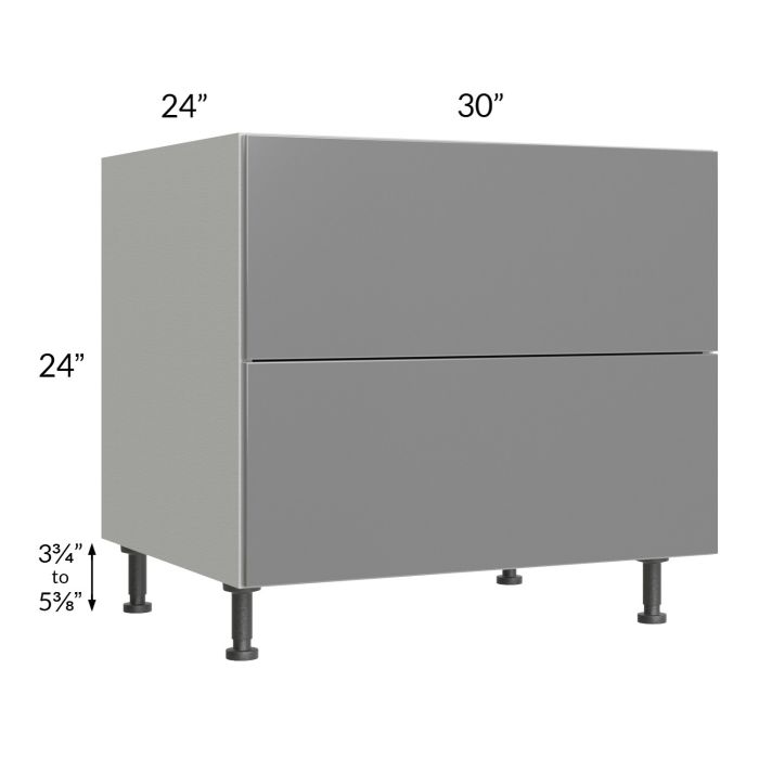 Milan Grey Gloss 30" 2-Drawer Range Top Base Cabinet