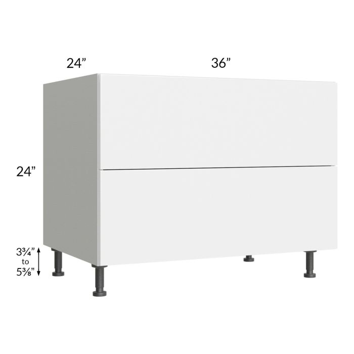 Milan White Gloss 36" 2-Drawer Range Top Base Cabinet