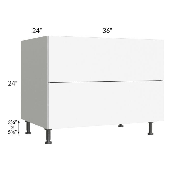 Milan White Matte 36" 2-Drawer Range Top Base Cabinet
