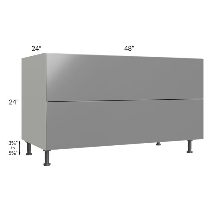 Milan Grey Gloss 48" 2-Drawer Range Top Base Cabinet