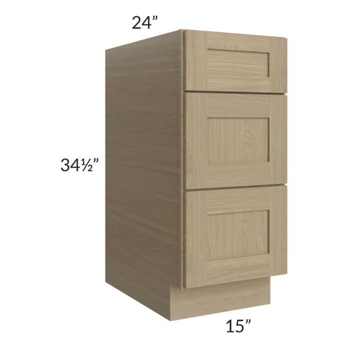 Royal Natural Shaker 15" 3-Drawer Base Cabinet
