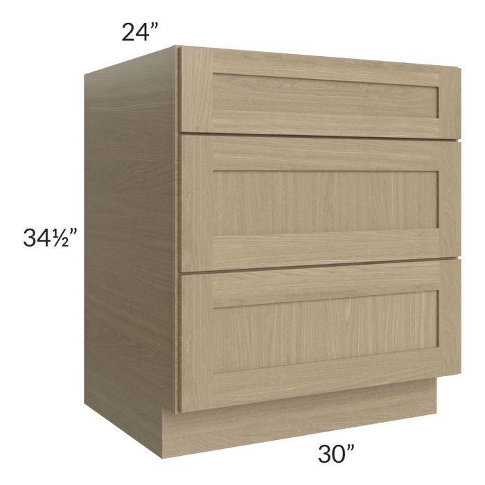 Royal Natural Shaker 30" 3-Drawer Base Cabinet