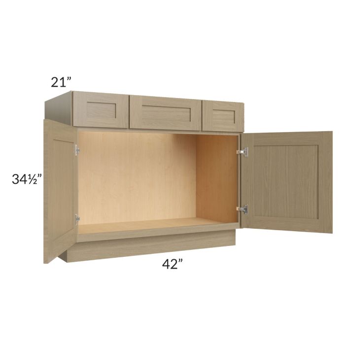 Royal Natural Shaker 42" Vanity Sink Base Cabinet with Drawers