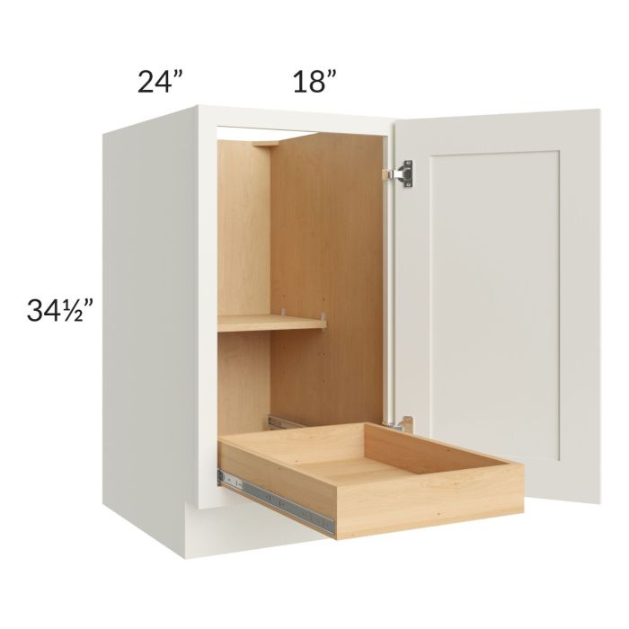Linen Shaker 18" Full Height Door Base Cabinet with 1 Rollout Tray