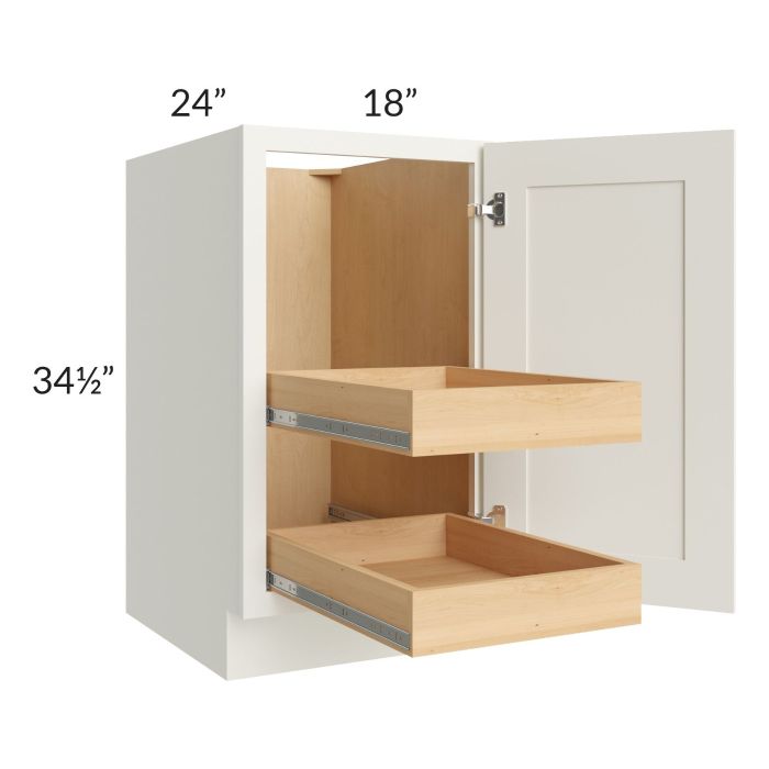 Linen Shaker 18" Full Height Door Base Cabinet with 2 Rollout Trays