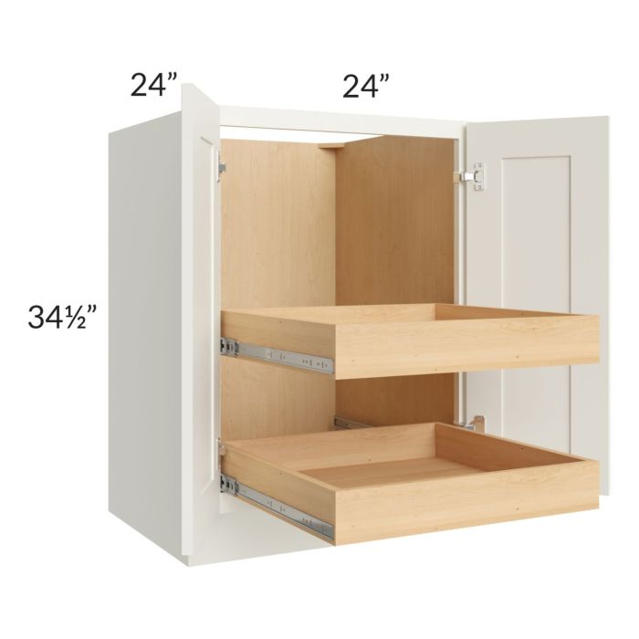 Linen Shaker 24" Full Height Base Cabinet with 2 Rollout Trays