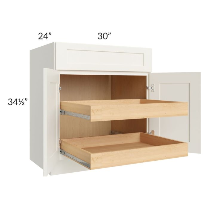 Linen Shaker 30" Base Cabinet with 2 Rollout Trays