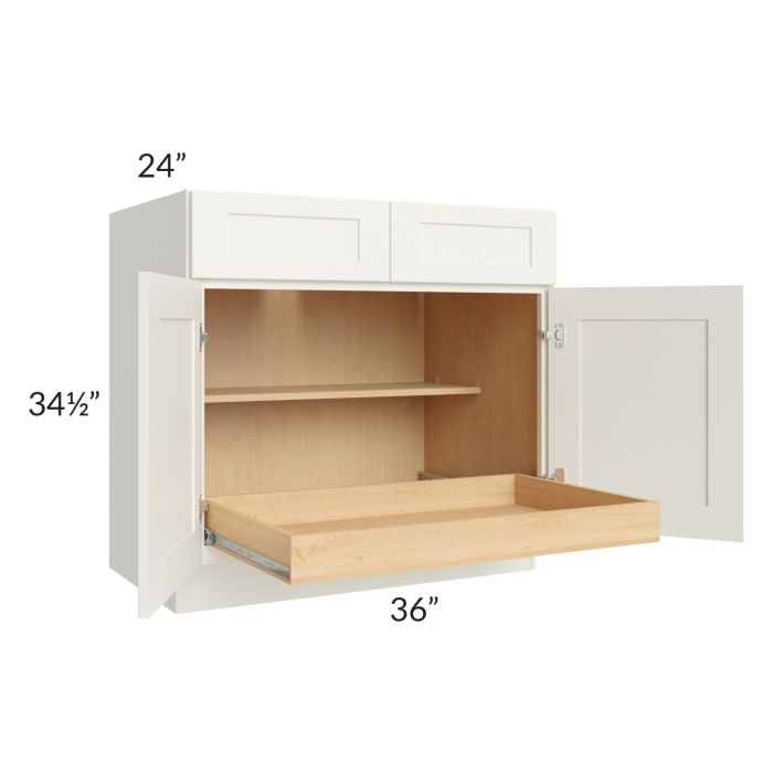 Linen Shaker 36" Base Cabinet with 1 Rollout Tray