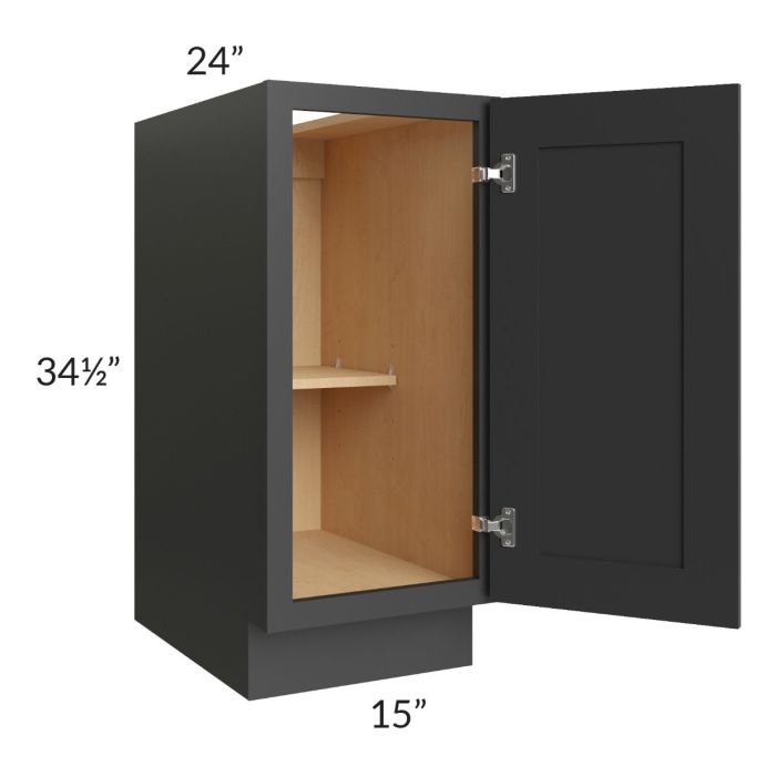 Madison Black Shaker 15" Full Height Door Base Cabinet
